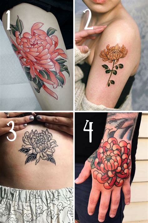 November Birth Flower Chrysanthemum Tattoo