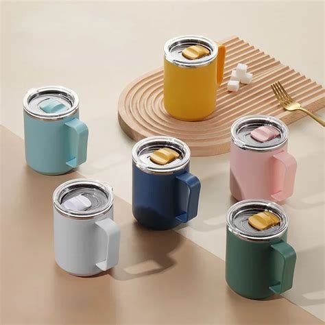 Кофейная кружка из нержавеющей стали 304 с крышкой, портативная ...