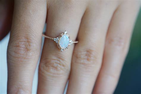 opal wedding rings diamond opal engagement ring rose gold opal etsy