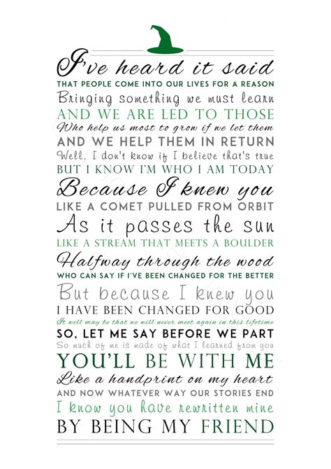 "For Good" Wicked Lyrics Printable Print - Wall Art Printable Prints