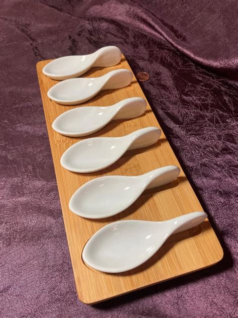 Amuse Bouche Spoons Appetizer Porcelain With Bamboo - Etsy
