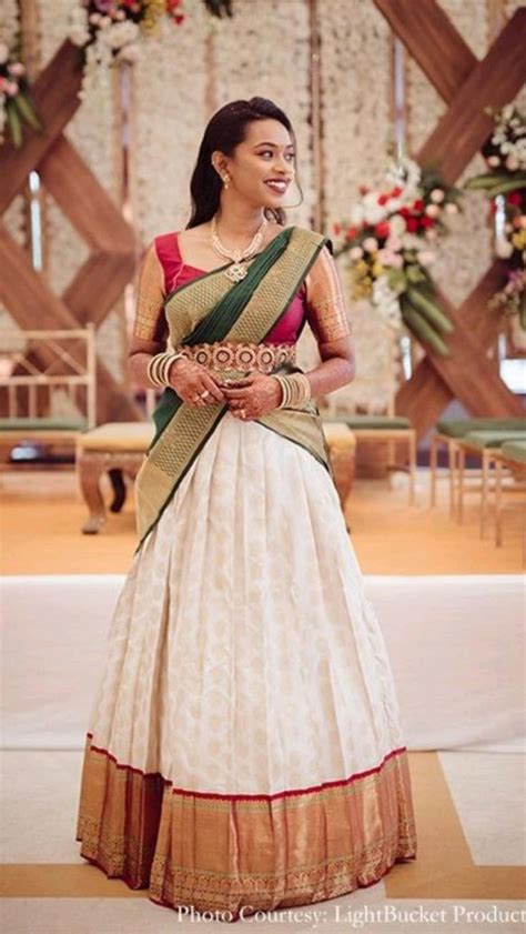 contrast colour combination langa voni  saree lehenga langa voni