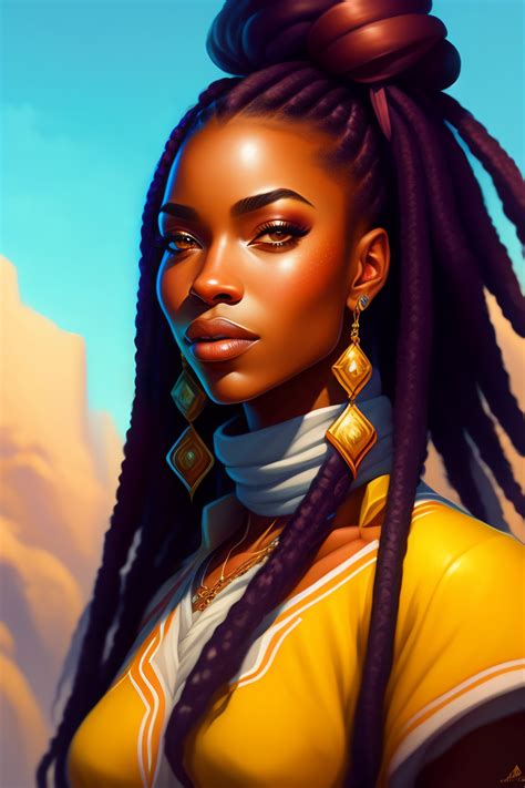 Lexica - Portrait African American woman, with dreadlocks, miss fantasy