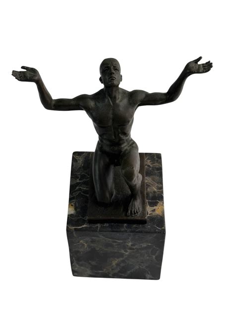 At Auction: Bronze Kneeling Adonis Figural Nude Male Sculpture