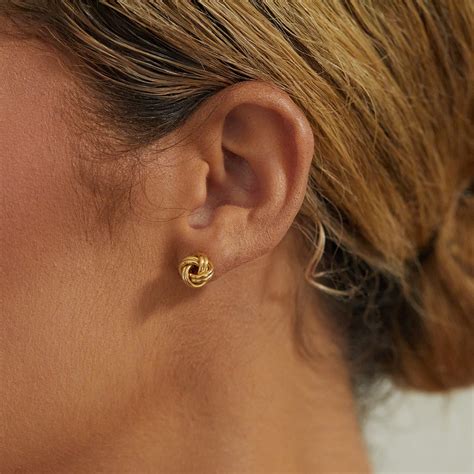 gold love knot stud earrings baby gold