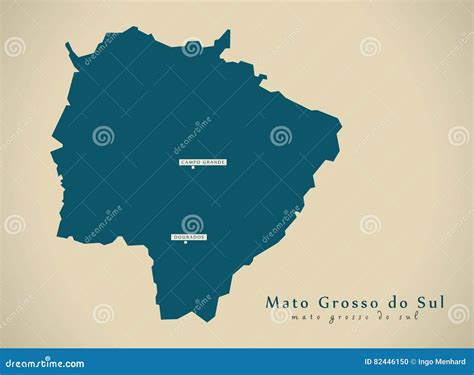 Mapa Moderno - BR Brasil De Mato Grosso Do Sul Ilustração Stock ...
