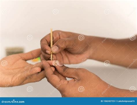 Sujok Or Acupressure Therapy, Inserting Needle To The Fingers With ...