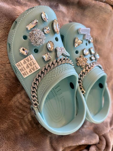 New Custom Crocs Women's Size 9, Icy Blue With Custom Charms 1 Pair ...