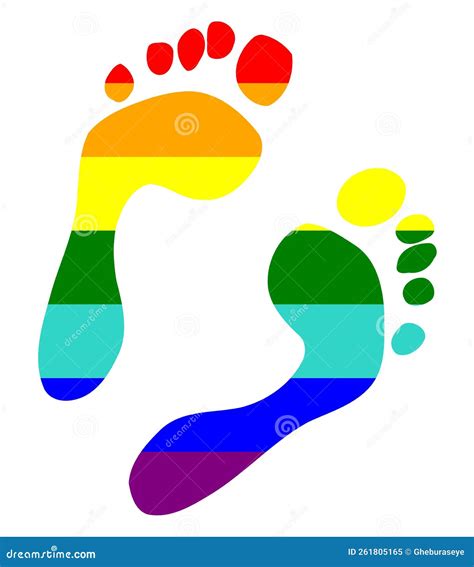 Rainbow Flag in Feet, Gay, Pacifism, Isolated. Stock Illustration