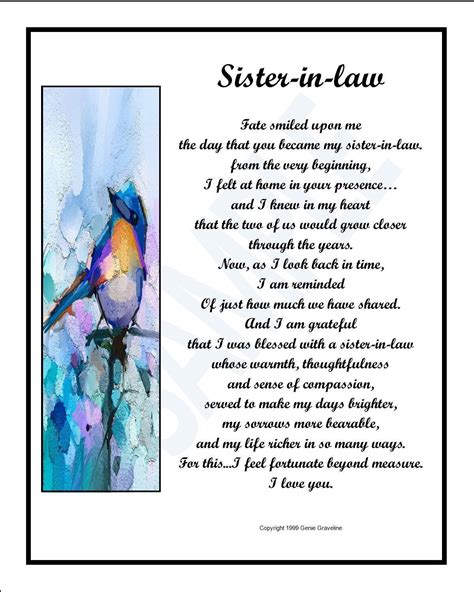 Best Sister in Law Poem Print Verse Gift Present, DIGITAL DOWNLOAD