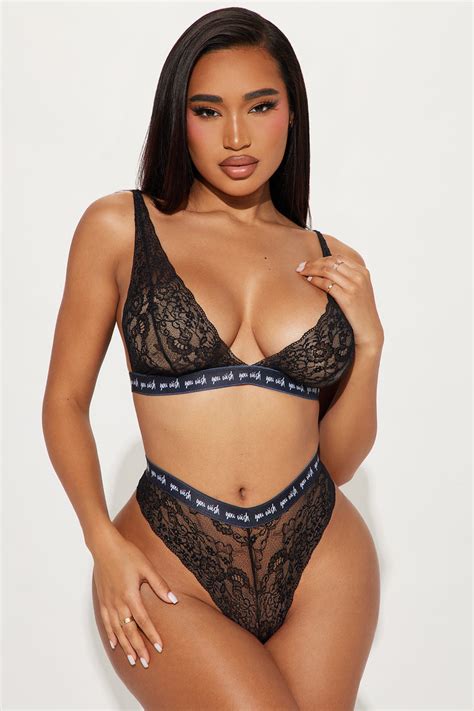 baddie energy lace bra  panty set black fashion nova lingerie