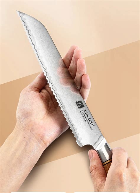 XINZUO 8,5 ''зубчатый нож для хлеба из плакированной стали, длинный нож ...