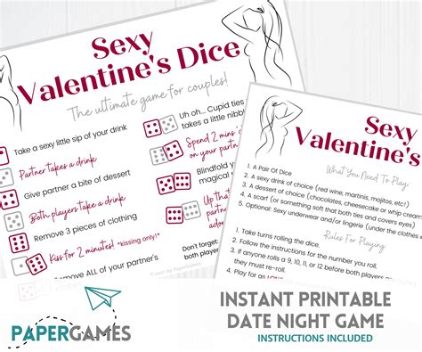 Fun & Sexy Dice DATE NIGHT GAME Instant Download Couples Date Night