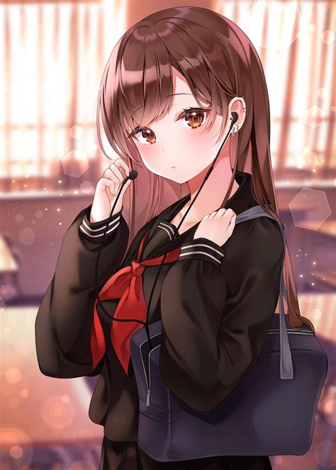 Anime girl hot brown hair - unarebee