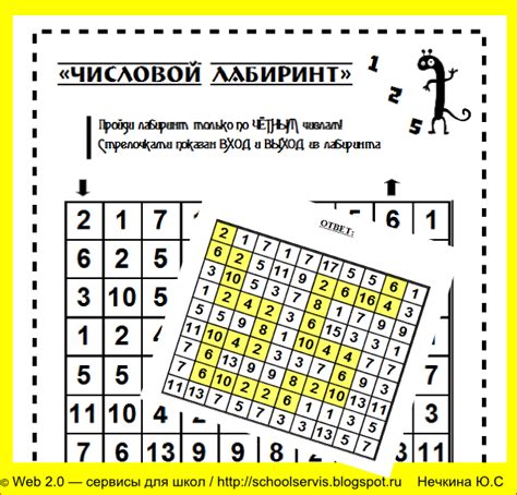 WEB 2.0 - сервисы для школ: Математический лабиринт - "Чётные числа"