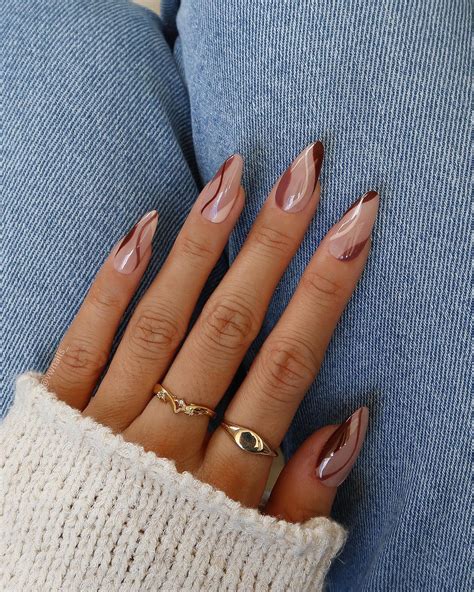 Medium Almond Nails Designs Brown