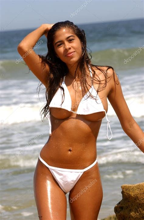 Untied White Thong - Well Oiled Brazilian Cutie - Front - Side and Back