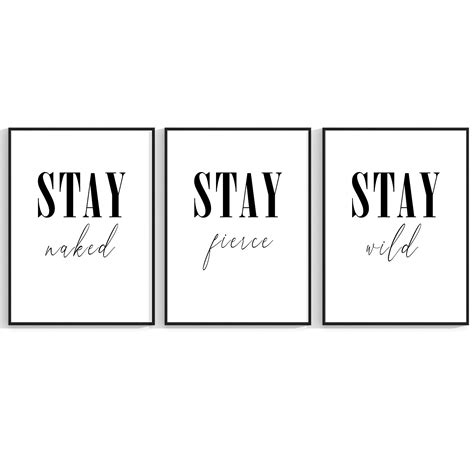 Stay Naked Stay Fierce Stay Wild Prints Posters Black & White