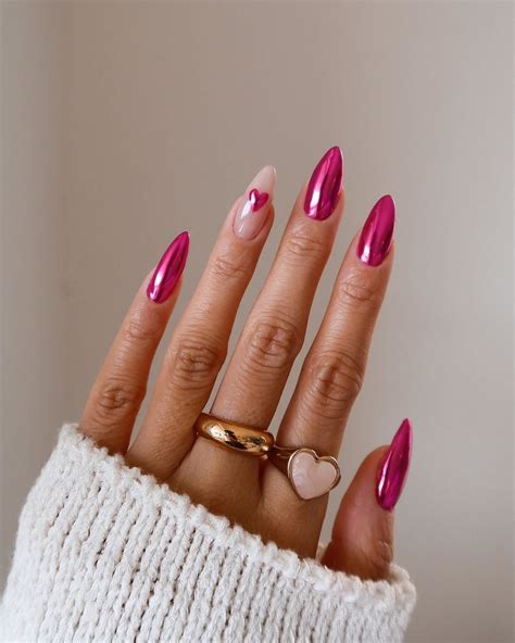 23 Adorable Pink Chrome Nails Inspo