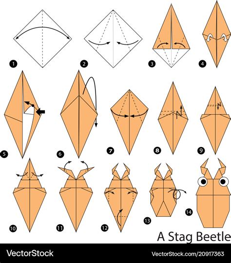Make origami a stag beetle Royalty Free Vector Image