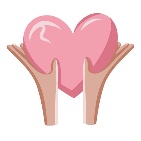 Two hands holding a pink heart isolated on transparent background