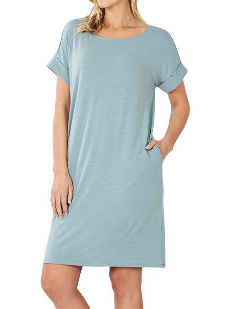 Zenana Women & Plus Round Neck Rolled Sleeve Knee Length Tunic Shirt