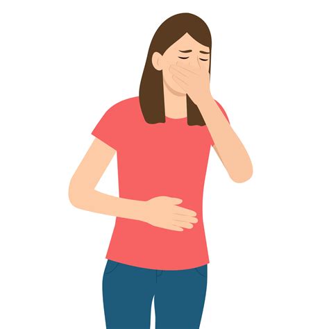 The woman suffers from nausea. Nausea during pregnancy, vomiting