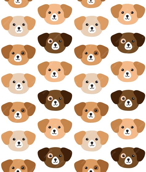 premium vector vector seamless pattern  flat colored dog face