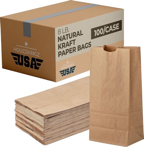 Amazon.com: Kraft Brown Paper Lunch Bags | 8 Lb. 100 Pack | Bulk