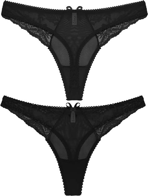 Damen-Tanga, schwarz, transparent, Stretch, Spitze, G-String Gr. Medium ...