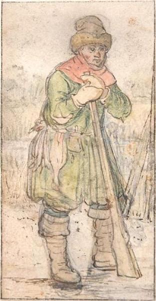sportsman leaning   gun  hendrick avercamp wikiartorg