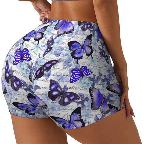 Cauagu Butterflies for Womens Workout Impact Shorts,Booty Biker Shorts