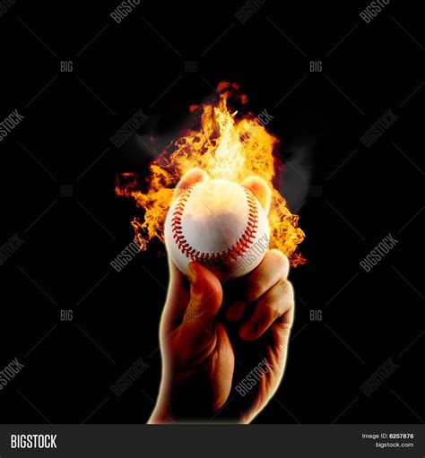 baseball flames fire image photo  trial bigstock