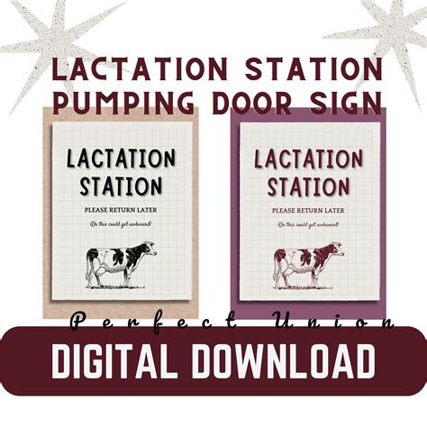 Digital Download Set of 2 Lactation Station Door Signs Pumping in