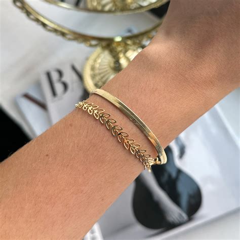 Pulseira Folheada A Ouro - Pulseira Folheada a Ouro 18k Folhas Vazadas