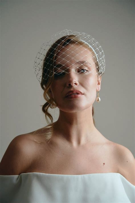 Raye Bridal Headband With Veil - Merry Widow Birdcage – Debbie Carlisle