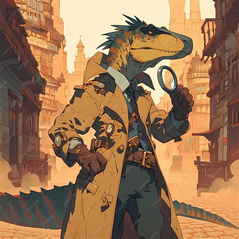 Premium Photo | Detective Dinosaur Unraveling the Past
