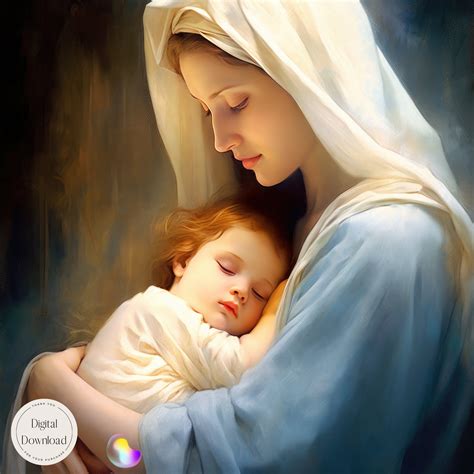 Mother Mary and Baby Jesus Printable Art 16 Instant Download A Blessed ...