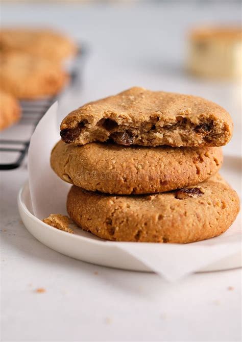 Oatmeal Cookies with Raisins and Nuts on a White Background. Stock Image - Image of chip, eating ...