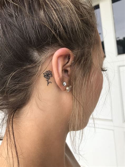 Flower Tattoo Behind Ear - Tattoo Style Trends