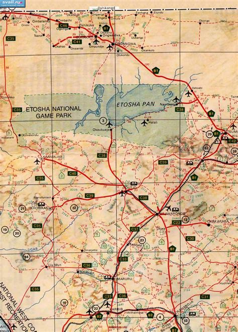 карты : Карта окрестностей Национального парка Этоша (Etosha park ...