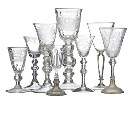 collection  wine goblets wheel engraved  century fine