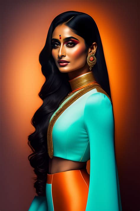 Lexica - Portrait of modern light skinned indian female model that