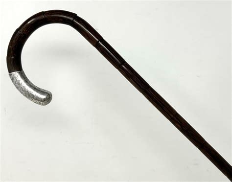 Antique Vintage Lady's Gentleman's Walking Stick Sterling Silver Crook Handle For Sale at 1stDibs
