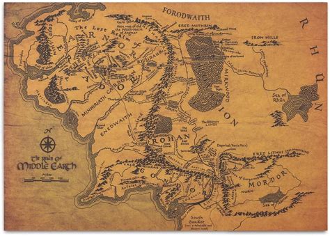 Buy Classic Middle Earth Map Poster 14 x 20 Inch UnFramed Map of Middle ...
