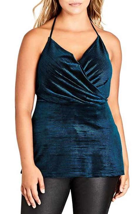 City Chic Infinity Stretch Velvet Halter Top (Plus Size) | Women ...