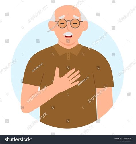 Senior Man Heavy Breathing Shortness Breath Stock Vector (Royalty Free
