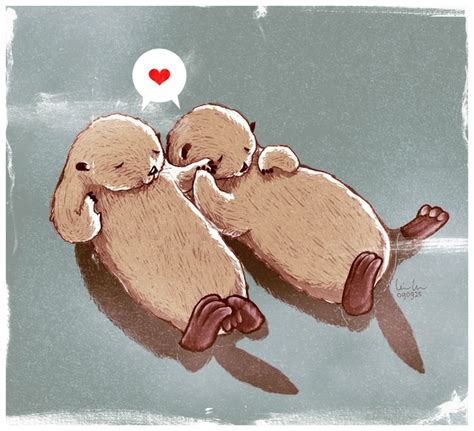 Cute Otters Sleeping On Water. : r/artrequests