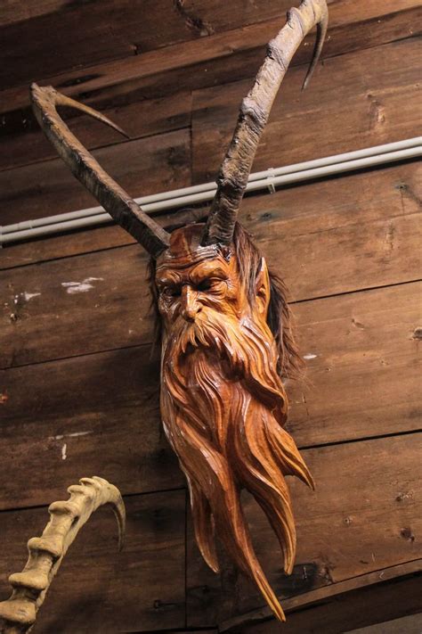 Krampus Mask by Arthur Moinat | Wood carving faces, Wood carving art ...