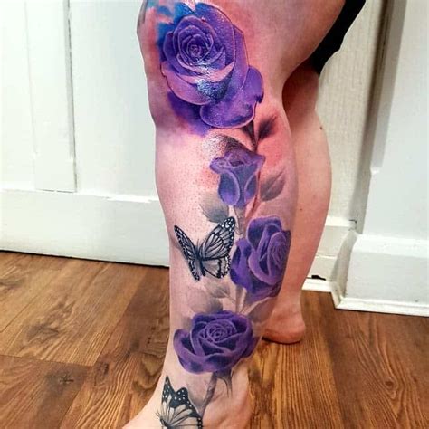 82 Pretty Purple Rose Tattoo Ideas